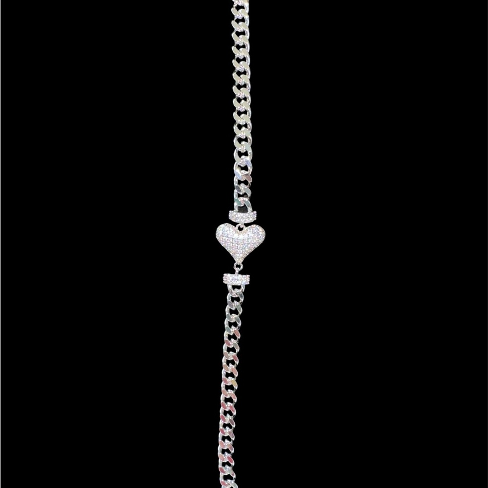 NWT! Stainless Steel Silver Heart CZ Bbracelet